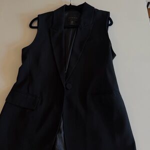 Tahari Black Sleeveless Notch-Lapel Blazer Vest